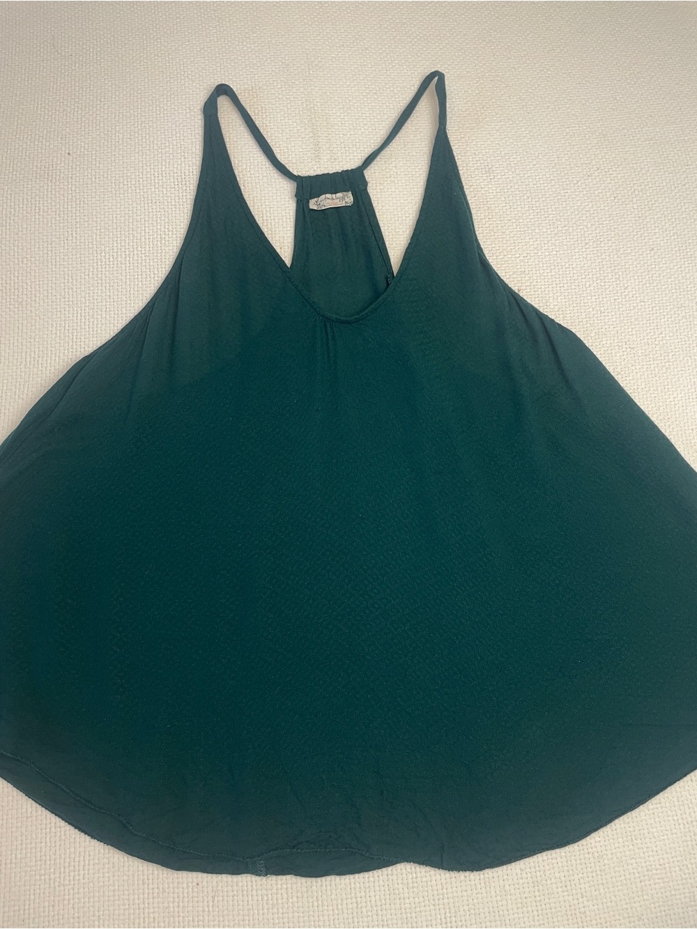 Free People Teal Green Halter Cami Boho Flowy Gauze Tank Top Medium